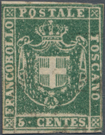 Italien - Altitalienische Staaten: Toscana: 1860. Provisional Government. 5 Centes. Green, Gum ? - Toskana