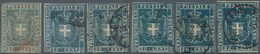 Italien - Altitalienische Staaten: Toscana: 1860, Six Stamps 20 C. Greyish Blue To Deep Blue (one St - Toskana