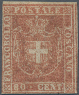 Italien - Altitalienische Staaten: Toscana: 1860, 80 Cent. Brownish Red Unused Without Gum, Two Side - Toskana