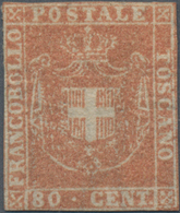 Italien - Altitalienische Staaten: Toscana: 1860, 80 Cent. Brownish Red Unused With Small Rest Of Or - Toskana