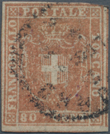 Italien - Altitalienische Staaten: Toscana: 1860, 80 Cent. Brownish-red Cancelled With Circle Stamp, - Toskana