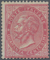 Italien: 1863. 40 C. Rose "De La Rue", London Printing, Mint Never Hinged. Several Signatures. Certi - Afgestempeld