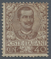 Italien: 1901, 40 C Brown King Viktor Emanuell III. Mint Never Hinged, Toned Original Gum, Perf. Sli - Afgestempeld