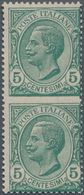 Italien: 1906, Victor Emanuel III. 5c. Green Vertical Pair IMPERFORATE BETWEEN, Mint Lightly Hinged - Afgestempeld