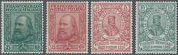 Italien: 1910, Garibaldi Complete Set Of Four Mint Lightly Hinged, Mi. € 398,-- (Sass. 87/90, € 600, - Gebraucht