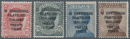 Italien: 1922, "IX CONGRESSO/ FILATELICO/ ITALIANO/ TRIESTE/ 1922" 10 C. - 40 C., Complete Set With - Gebraucht