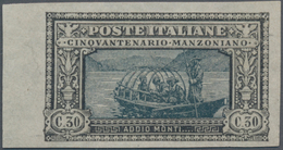 Italien: 1923, 30 Cent. Black/slate Imperforated Unused Without Gum, Cert. Raybaudi (Sass. (3.800.-) - Used