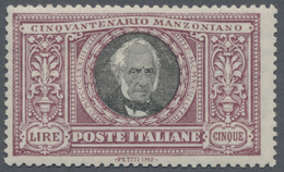 Italien: 1923, 5 L Violet And Black "Manzoni", Mint Never Hinged, Sigend And Certificate Raybaudi. M - Oblitérés