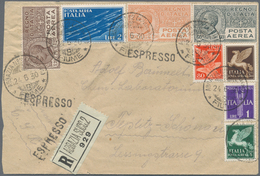 Italien: 1926/1930, 8 Different Airmail Stamps From 50 C To 5 L, Mixed Franking On Registered Expres - Oblitérés