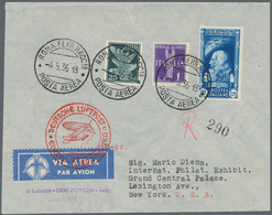 Italien: 1936, 1. Nordamerikafahrt 1936, Brief Ab Rom 4.5. Mit Bunter MiF, Flugstempel "c". Transit - Oblitérés