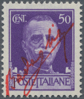 Italien: 1943, 50 Cent. Violet King Viktor Emanuel III. With Vermilion Red Overprint "firma Di Badog - Gebraucht