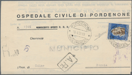 Italien: 1951. Piego "Monoscritti Apperti Raccomandati" Da Pordenone Per Porcia Affrancata Con Il 55 - Used