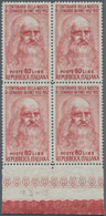 Italien: 1952. Fifth Centenary Of Leonardo Da Vincis Birth, 80 L Carmine, Mint Never Hinged Block Of - Gebraucht