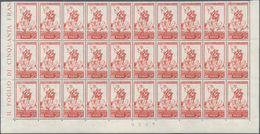 Italien: 1954, 25l. Red "Carlo Collodi/Pinocchio" Showing Variety "White Background", Marginal Block - Used
