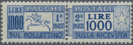 Italien - Paketmarken: 1954, 1000 Lire Parcel Stamp, Mnh, (ME 4.000.-, Sassone 2019: 4500 €) ÷ 1954, - Paketmarken