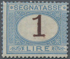 Italien - Portomarken: 1870, 1 L Blue/brown Unused With Orignal Gum, Cert. Dr. Avi (Sass. 6.500.-) ÷ - Portomarken