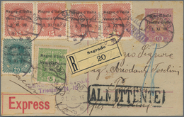 Italienische Besetzung 1918/23 - Julisch-Venetien: 1918, 10 H Claret Postal Stationery Card, Uprated - Vénétie Julienne