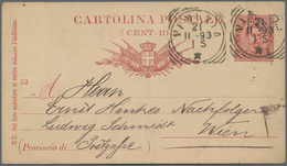 Italien - Ganzsachen: 1893, 10 Cent. Postal Stationery Card, Wth F&R (Fischer Und Rechsteiner) Perfi - Entiers Postaux