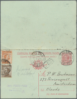 Italien - Ganzsachen: 1918, King Emanuel II, 10 C. Postal Stationery Double Card With Print Error: " - Entiers Postaux