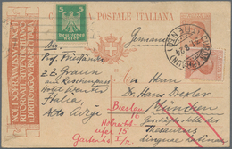 Italien - Ganzsachen: 1924, 30 C Brown Postal Stationery Card With Additional Franking From Curon/Tr - Entiers Postaux
