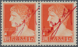 Italien - Besonderheiten: 1943, "Badoglio", Red Overprint On 1.75l. Orange, Vertical Pair, Unmounted - Non Classés