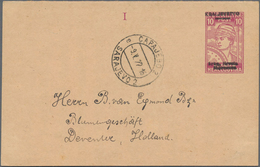 Jugoslawien - Ganzsachen: 1922 Double Card 10h Wine Red With Black Overprint "KRALJEVSTVO/ - - - /Sr - Postal Stationery