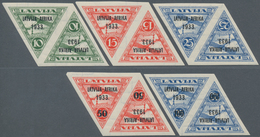 Lettland: 1933, First Flight Latvia-Gambia, Complete Mint NH Set In Very Rare Luxury Couples In Inve - Lettland