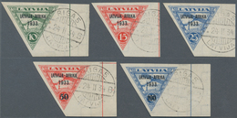 Lettland: 1933, First Flight Latvia-Gambia, Exceptionally Nice Luxury Margin Set, Each Crystal Clear - Lettonia