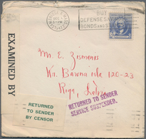Lettland - Besonderheiten: 1941 Censored Cover From Cambridge (Massachusetts) To Riga Back To Sender - Lettonie