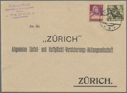 Liechtenstein - Vor- Und Mitläufer: 1921, SCHWEIZ-Mitläufer, 15 Rp. Violett Tell In MiF Mit Liechten - ...-1912 Prefilatelia
