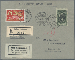 Liechtenstein - Vor- Und Mitläufer: 1925, SCHWEIZ-Mitläufer, 15 Rp. Flugpost In MiF Mit FL 50 Rp. La - ...-1912 Prephilately