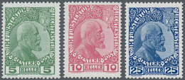 Liechtenstein: 1915, Freimarken 5 H. Bis 25 H. Ultramarin Auf Gestrichenem Papier, Kompletter Postfr - Neufs