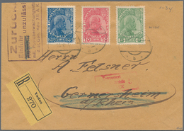 Liechtenstein: 1912, 5 H Green To 25 H Blue On Registered Cover (shortend At Top) With Censor Ship F - Ungebraucht