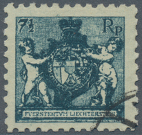 Liechtenstein: 1921, 7 1/2 Rp Grünlichblau Sauber Gestempelt, Farbfrisch, Gut Zentriert Und Gezähnt, - Unused Stamps