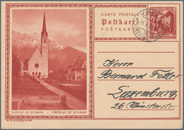 Liechtenstein - Ganzsachen: 1930, 20 Rp. Schloßhof, Bild Kirche Schaan, Bedarfskarte Von Vaduz Nach - Entiers Postaux
