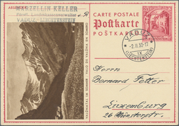 Liechtenstein - Ganzsachen: 1932, 20 Rp. Schloßhof, Bild Valünatal Im Sommer, Bedarfskarte Von Vaduz - Entiers Postaux
