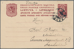 Litauen - Ganzsachen: 1924/1925, 36/36 C Red Single Psc And 15/15 C Chestnut Brown Double Psc Used F - Litauen