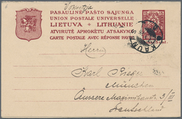 Litauen - Ganzsachen: 1924/1925, 36/36 C Red Single Psc And 15/15 C Chestnut Brown Double Psc Used F - Lithuania