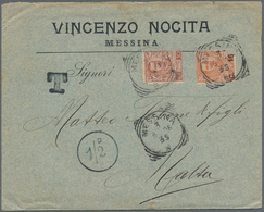 Malta: 1906, Incoming Mail From Messina/Italy Franked With Two Stamps 10c And 20c (defects) With Mal - Malta