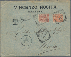 Malta: 1906, Incoming Mail From Messina/Italy Franked With Two Stamps 10c And 20c (defects) With Mal - Malte