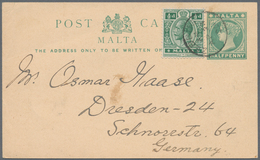 Malta - Stempel: 1920, 1/2 D Green QV Psc Uprated With 1/2 D Green KGV, Tied By Single Circle ZEBBUG - Malte