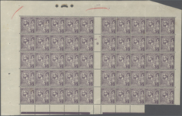 Monaco: 1920, Prince Albert I. 5fr. Violet Complete Sheet With 50 Stamps And Gutter (millesime ‚0‘) - Neufs