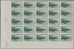 Monaco: 1946, Pictorial Definitives Complete Set Of Six In IMPERFORATE Blocks Of 25 From Lower Corne - Ungebraucht