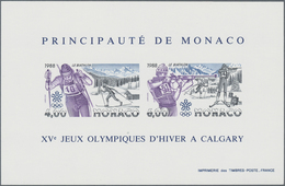 Monaco: 1988, Winter Olympics Calgary IMPERFORATE Miniature Sheet, Mint Never Hinged And Scarce, Unl - Ungebraucht