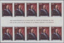Monaco: 1991, 350 Years Contract Of Peronne Between France And Monaco Complete Set Of Two IMPERFORAT - Ungebraucht