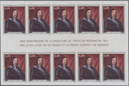 Monaco: 1991, 350 Years Contract Of Peronne Between France And Monaco Complete Set Of Two IMPERFORAT - Ongebruikt