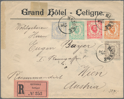 Montenegro: 1898 Printed Envelope Of The "Grand Hotel-Cetigne" Used Registered To Vienna, Franked By - Montenegro