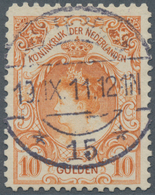 Niederlande: 1905, Queen Wilhelmina 10 Gld. Orange With Clear Violet Full Postmark "ROTTERDAM 15 19. - Lettres & Documents