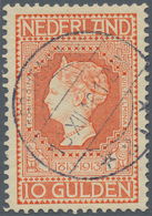 Niederlande: 1913, Independence Queen Wilhelmina 10 Gld. Orange, Crystal Clear In The Middle Stamped - Brieven En Documenten