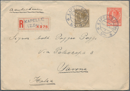 Niederlande: 1929, 35 C Brown-olive Roller Stamp Perforation B Additional Franking On 7 1/2 C Orange - Lettres & Documents